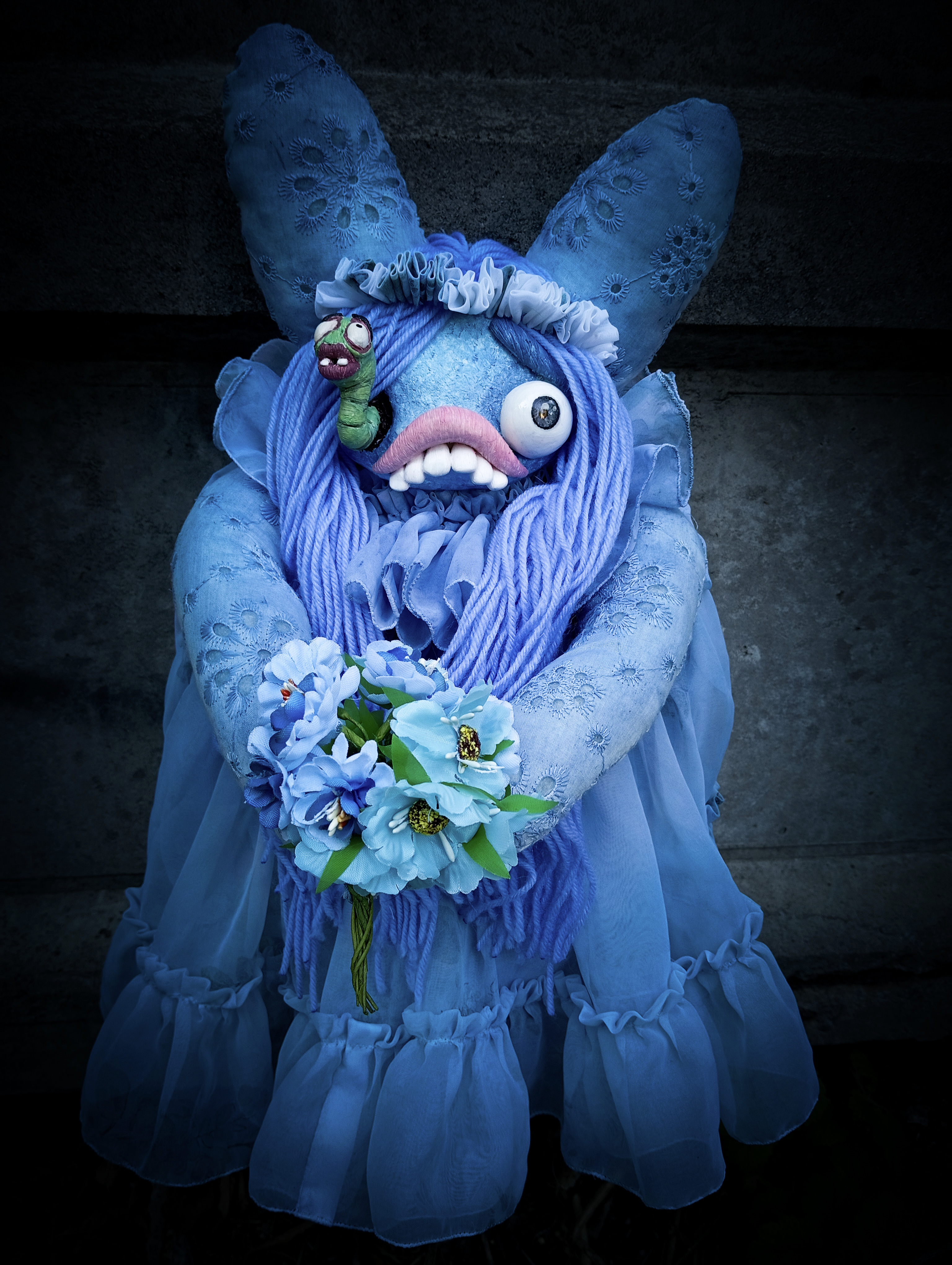 Oddlum art doll Bluebeth view 2 — handmade collectible art doll