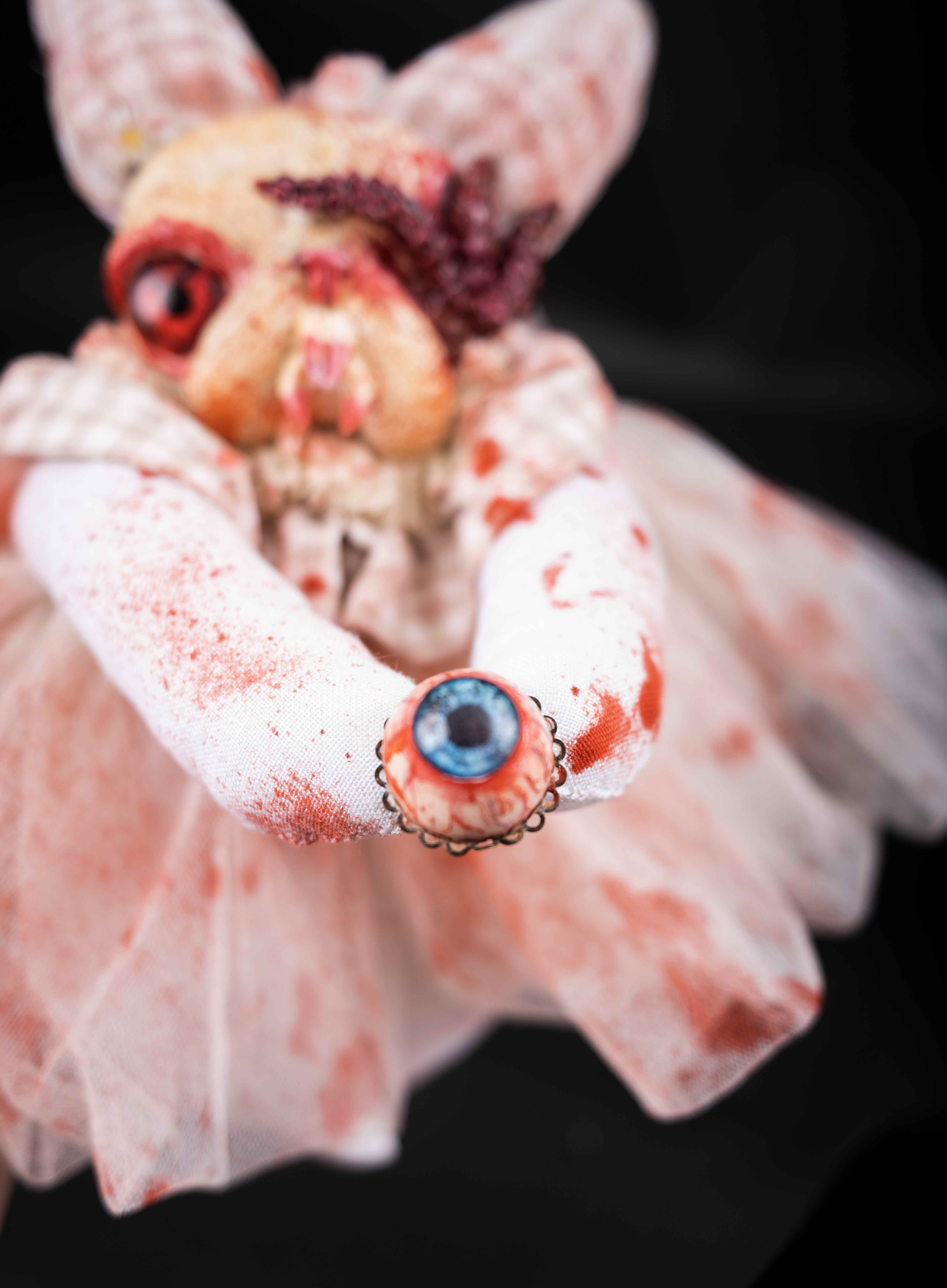 Oddlum art doll Coralyene view 3 — handmade collectible art doll