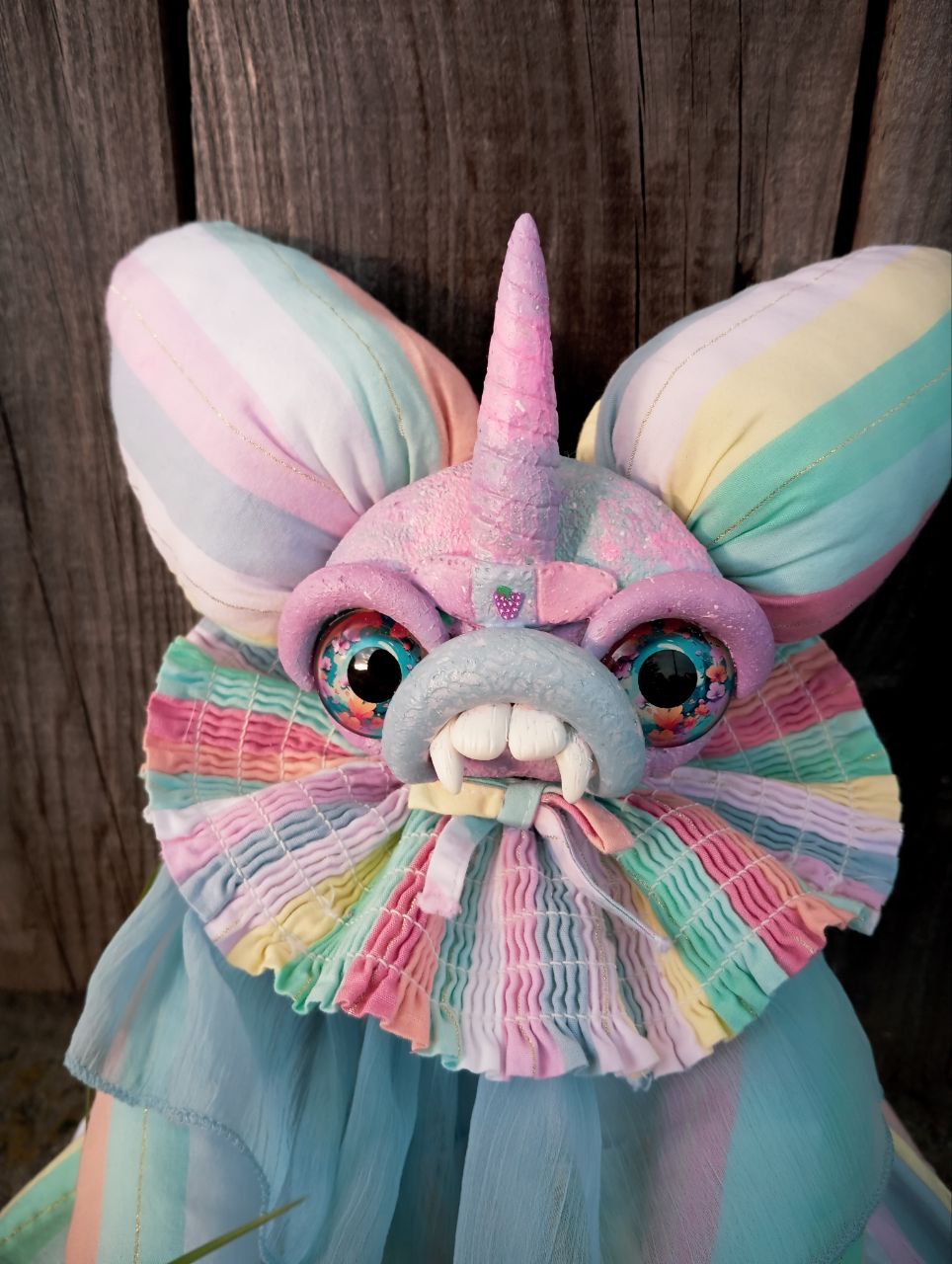 Oddlum art doll Gloomiecorn view 2 — handmade collectible art doll