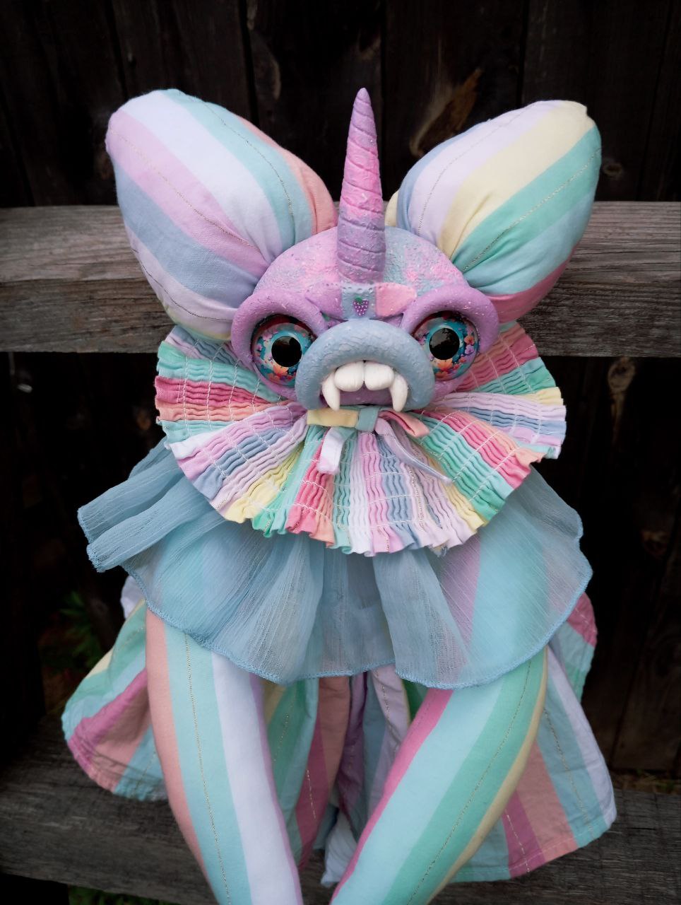 Oddlum art doll Gloomiecorn view 3 — handmade collectible art doll