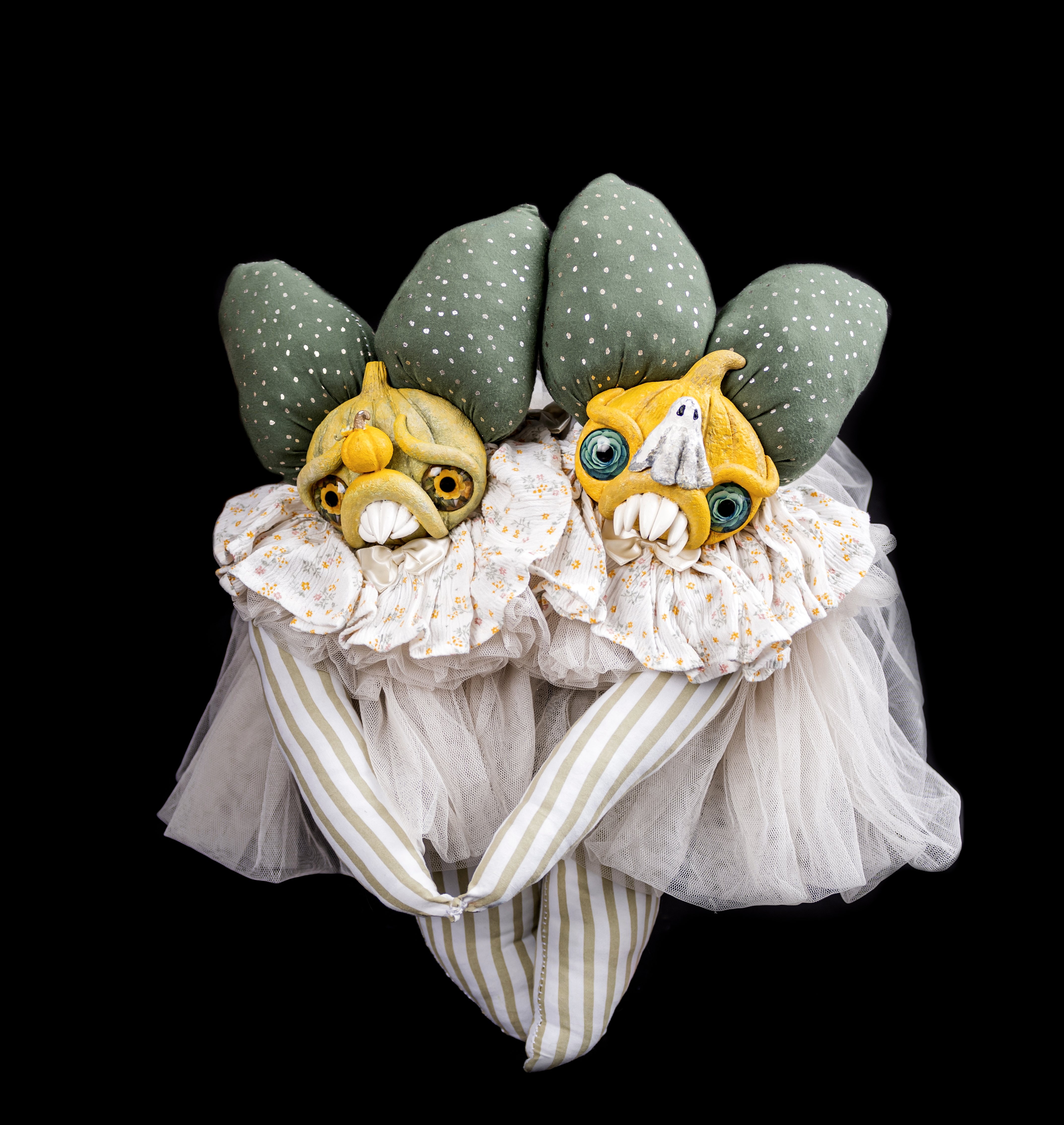 Oddlum art doll The Hollow Twins view 4 — handmade collectible art doll