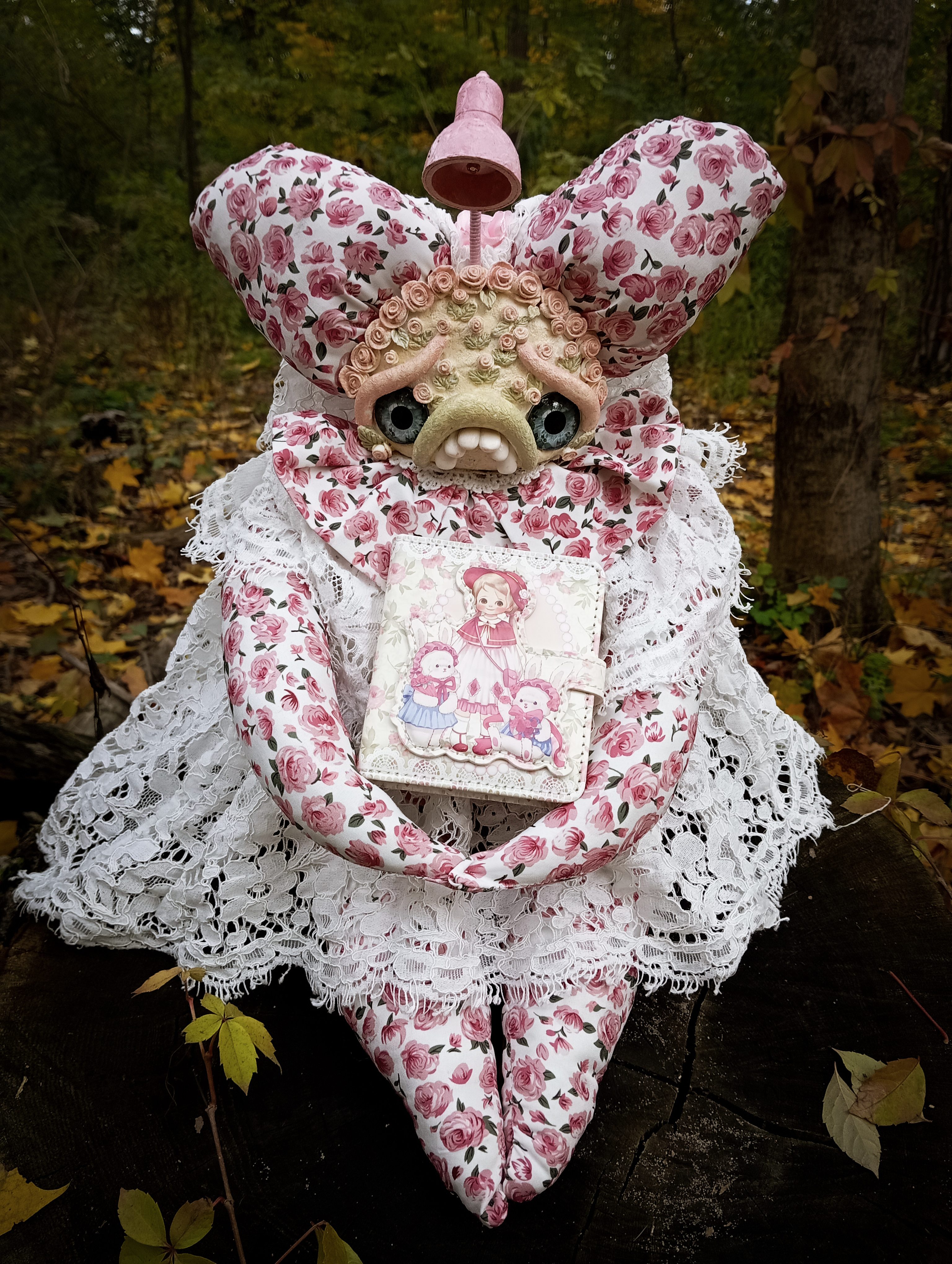 Oddlum art doll Rosmira view 3 — handmade collectible art doll