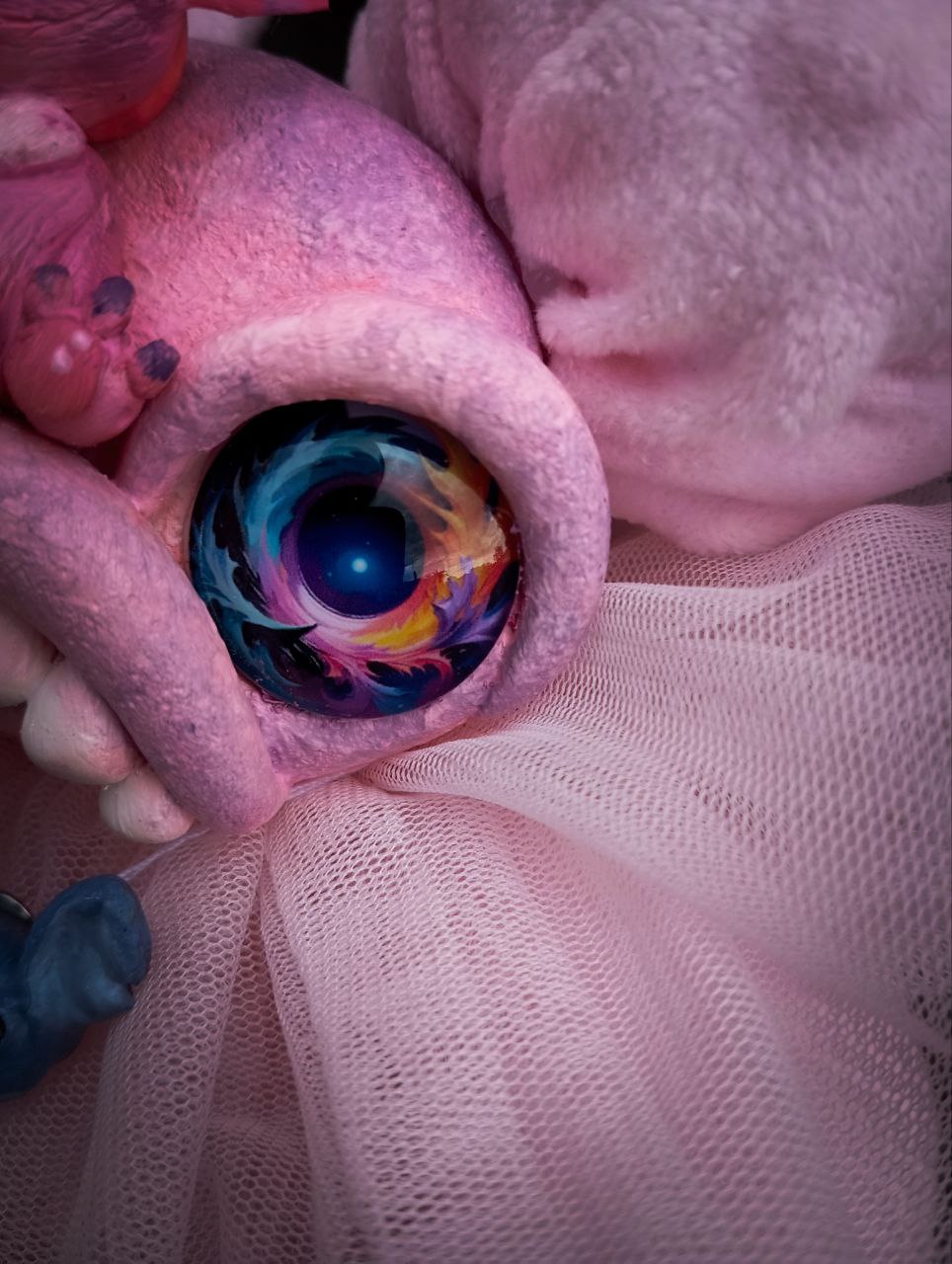 Oddlum art doll Stitchling view 2 — handmade collectible art doll