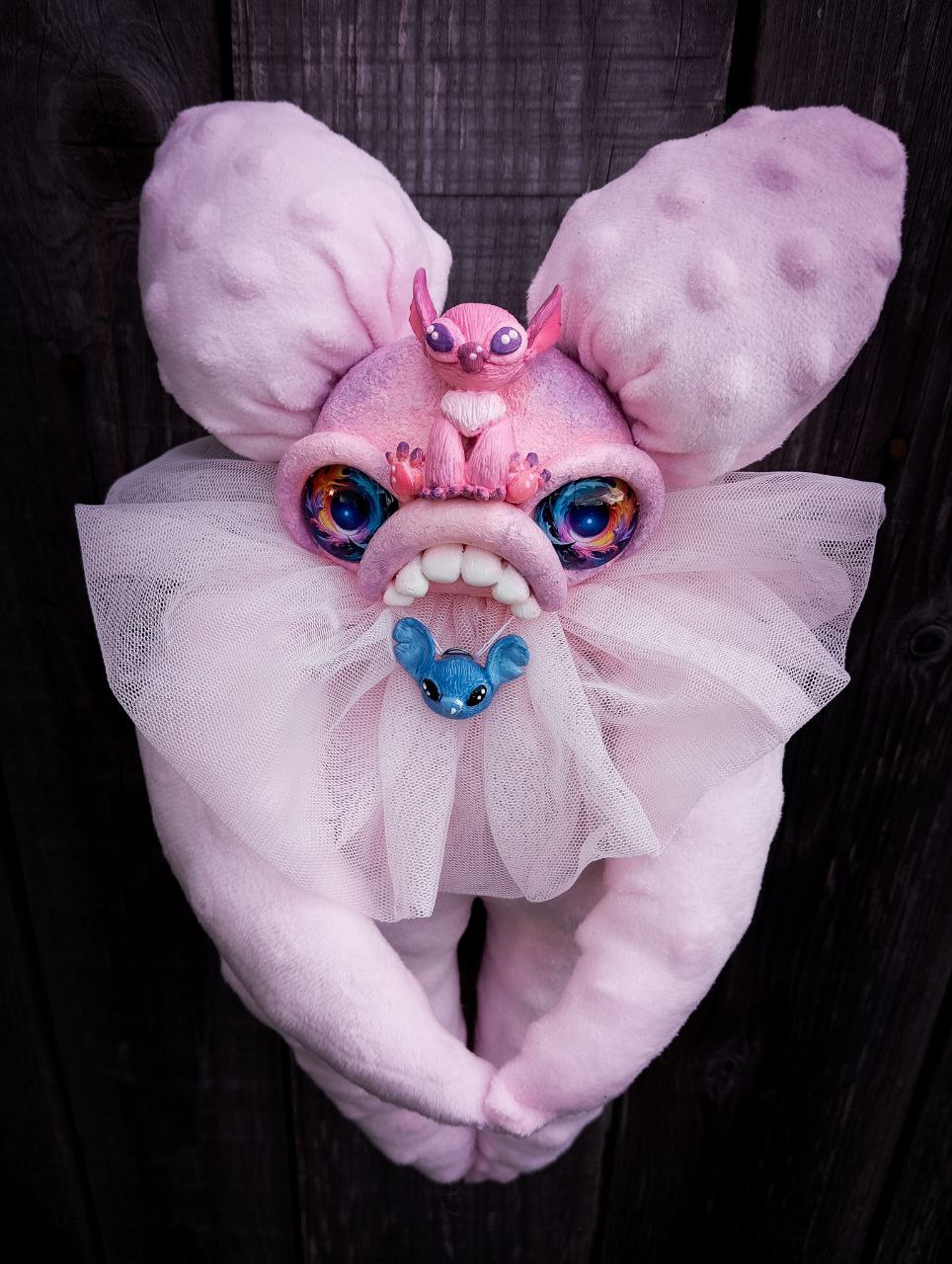 Oddlum art doll Stitchling view 3 — handmade collectible art doll